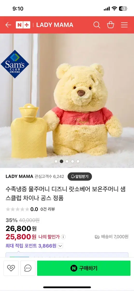 곰돌이 푸 보온물주머니